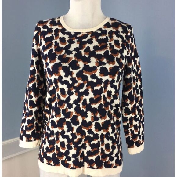 Ann Taylor Scoopneck 3/4 Sleeve Animal Print Sweater. S. Wool Blend - Picture 6 of 13